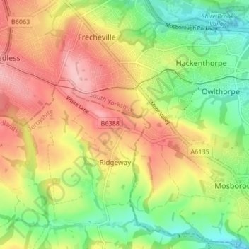 Mappa topografica Highlane, altitudine, rilievo