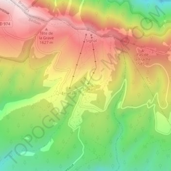 Mappa topografica Chalet Reynard, altitudine, rilievo