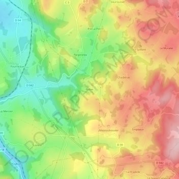Mappa topografica Pallier, altitudine, rilievo