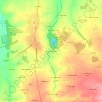 Mappa topografica Le Moulin Jallerat, altitudine, rilievo