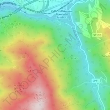 Mappa topografica Le Tassata, altitudine, rilievo