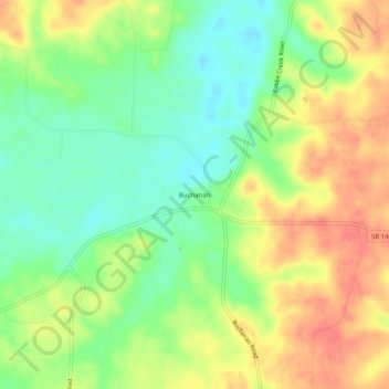 Mappa topografica Buchanan, altitudine, rilievo