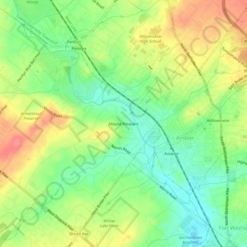 Mappa topografica Mount Pleasant, altitudine, rilievo