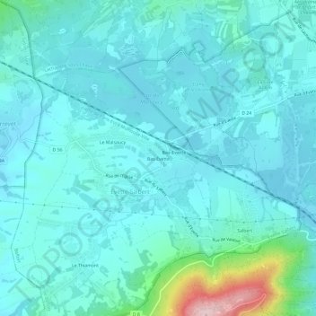 Mappa topografica Bas-Évette, altitudine, rilievo