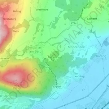 Mappa topografica Steinerkogel, altitudine, rilievo
