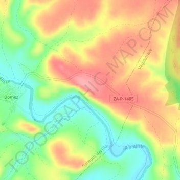 Mappa topografica Guimares, altitudine, rilievo