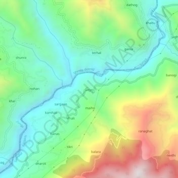 Mappa topografica Gajyo, altitudine, rilievo