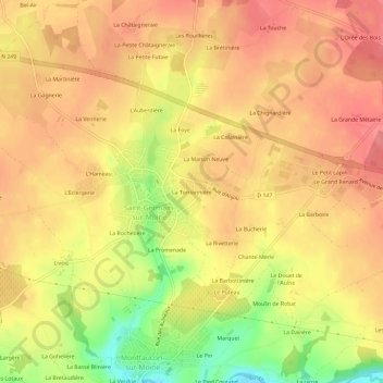 Mappa topografica La Terrionnière, altitudine, rilievo