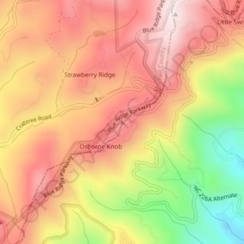 Mappa topografica Osborne Knob, altitudine, rilievo