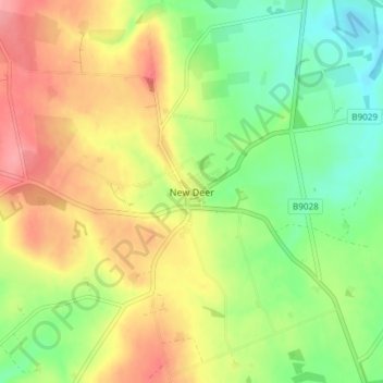 Mappa topografica New Deer, altitudine, rilievo