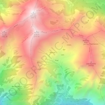 Mappa topografica Barmet, altitudine, rilievo