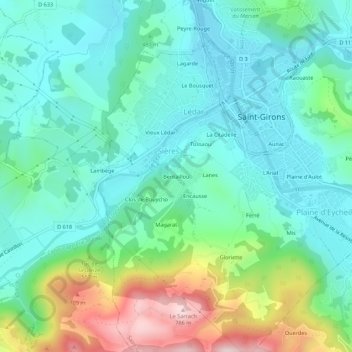 Mappa topografica Bentaillou, altitudine, rilievo