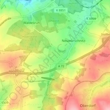 Mappa topografica Neuwiese, altitudine, rilievo