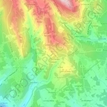 Mappa topografica Moiré, altitudine, rilievo