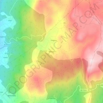 Mappa topografica Mesego, altitudine, rilievo