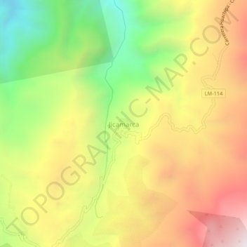 Mappa topografica Jicamarca, altitudine, rilievo