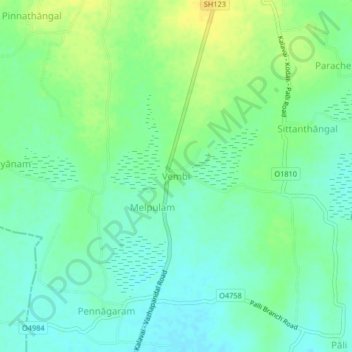 Mappa topografica Vembi, altitudine, rilievo