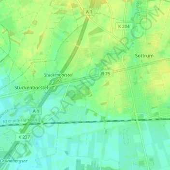 Mappa topografica Barkhof, altitudine, rilievo