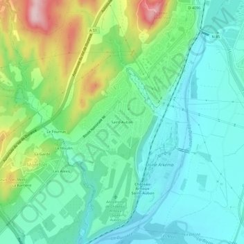 Mappa topografica Saint-Auban, altitudine, rilievo