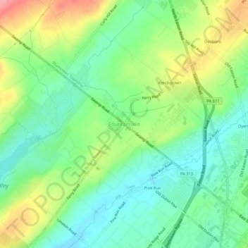 Mappa topografica Fountainville, altitudine, rilievo