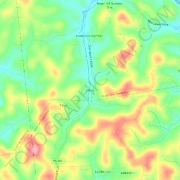 Mappa topografica Hibbs, altitudine, rilievo