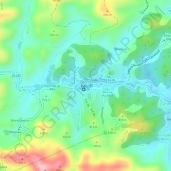 Mappa topografica Centro, altitudine, rilievo