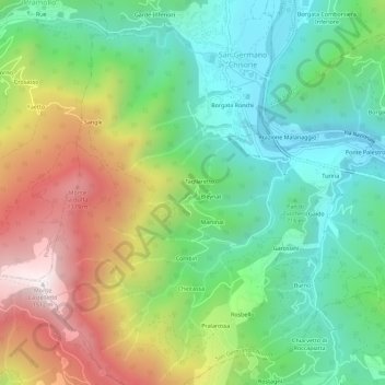 Mappa topografica Blanc, altitudine, rilievo