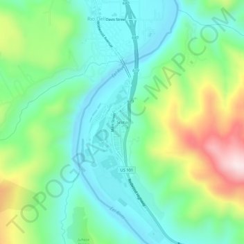 Mappa topografica Scotia, altitudine, rilievo