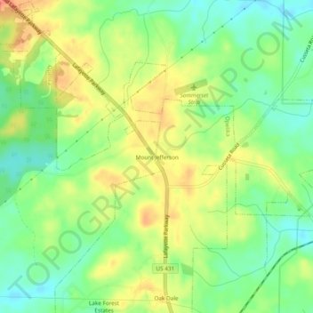 Mappa topografica Mount Jefferson, altitudine, rilievo