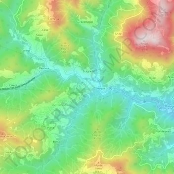 Mappa topografica Lagomarsino, altitudine, rilievo