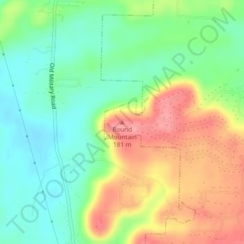 Mappa topografica Round Mountain, altitudine, rilievo