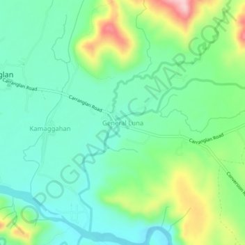 Mappa topografica General Luna, altitudine, rilievo