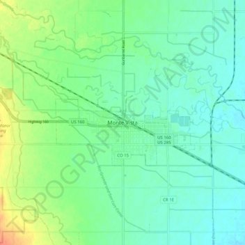 Mappa topografica Monte Vista, altitudine, rilievo