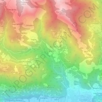 Mappa topografica Mocchie, altitudine, rilievo