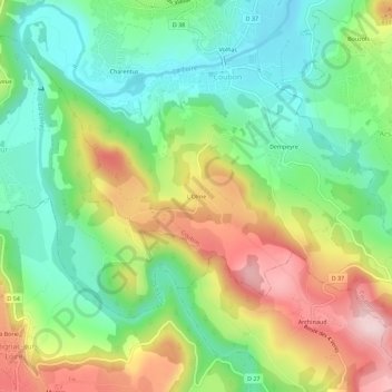 Mappa topografica L'Olme, altitudine, rilievo
