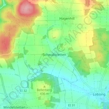 Mappa topografica Schwabstetten, altitudine, rilievo