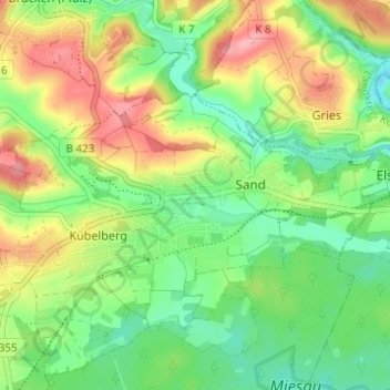 Mappa topografica Schönenberg, altitudine, rilievo