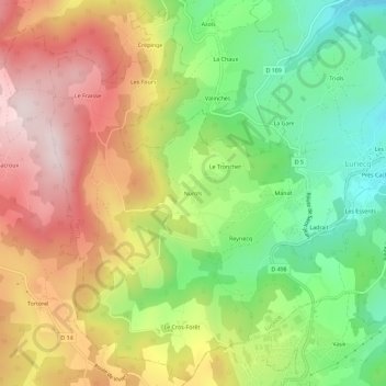 Mappa topografica Nurols, altitudine, rilievo