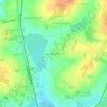 Mappa topografica Nagadasanahalli, altitudine, rilievo