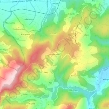 Mappa topografica Villar De Reiriz, altitudine, rilievo