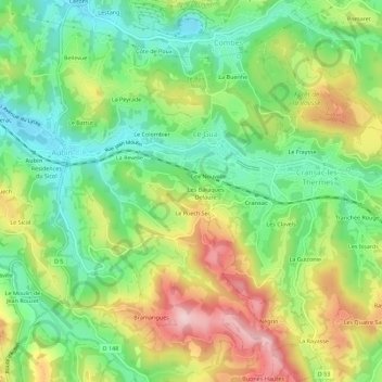 Mappa topografica Les Baraques Perrier, altitudine, rilievo