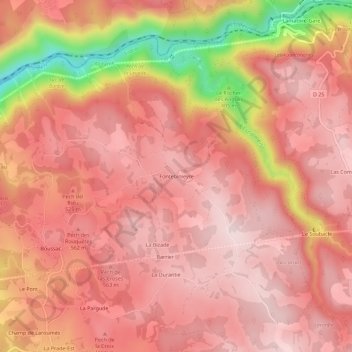 Mappa topografica Fontebinieyre, altitudine, rilievo