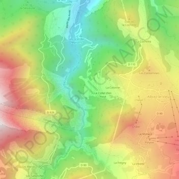 Mappa topografica Le Collet d'en Bas, altitudine, rilievo