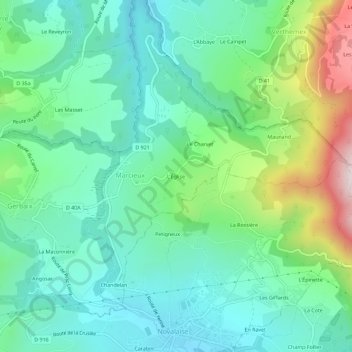 Mappa topografica L'Église, altitudine, rilievo