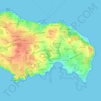Mappa topografica Kerliet, altitudine, rilievo