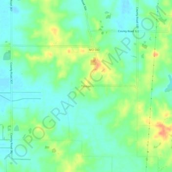 Mappa topografica Tillman, altitudine, rilievo