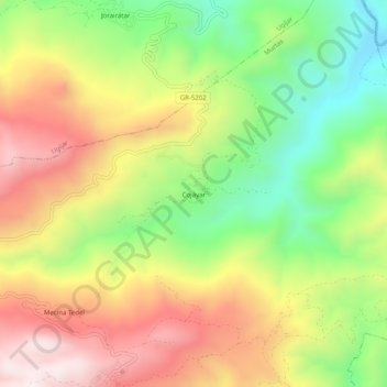 Mappa topografica Cojáyar, altitudine, rilievo