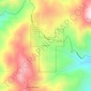 Mappa topografica Alta Sierra, altitudine, rilievo