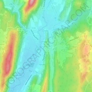 Mappa topografica Saint-Julien, altitudine, rilievo