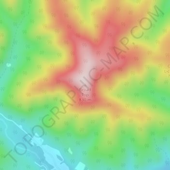 Mappa topografica Broad Top, altitudine, rilievo